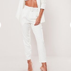White misguided cigarette pants